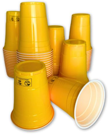Vitavalley 50 gelbe Party-Cups (473ml) - wiederverwendbare & robuste Plastikbecher - ideal für Deine Feier