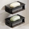 URPIZY Porte-savon à ventouse pour salle de bain, montage mural, sans perçage, étui à savon en plastique avec drainage, pour salle de bain, douche, porte-savon double couche (noir)