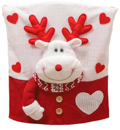 Marooma Weihnachtsstuhl-Rückenbezüge, Weihnachtsmann-Schneemann-Elch-Weihnachts-Stuhlhussen, Weihnachtlicher Esszimmerstuhl-Schutz, Elastischer Stuhlbezug für Esszimmer- und (Elch)