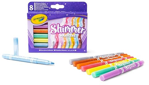 CRAYOLA Schimmernde Marker (8 Stück) | Acht verschiedene schimmernde Töne perfekt für Kunstprojekte zu Hause oder in der Schule | Malstifte und Marker | ab 3 Jahren