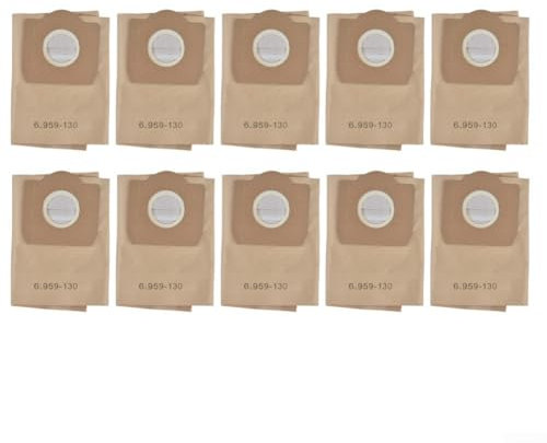 Lot de 10 sacs filtrants en papier de rechange pour aspirateurs Karcher 6.959-130.0 WD3 A2201 A2204 2504 2554 2251 Wet & Dry Vacuum Cleaner, 6.959-130