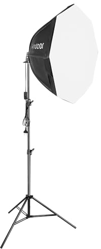 Andoer Set de softbox de estudio para fotografía con softbox octogonal de 178 cm/70 pulgadas x 1 + trípode de metal de 2,1 m x 1 para streaming en vivo, retrato, foto de producto, video
