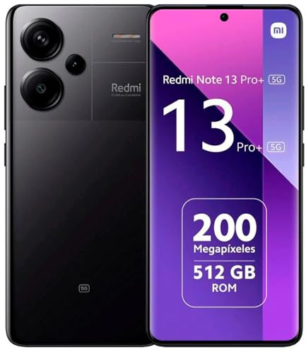 Xiaomi Redmi Note 13 PRO+ Plus 5G + 4G Lte (para Tmobile Mint Tello y Global) (512 Gb + 12 Gb) 6.67 200Mp Triple Cam desbloqueado + (Negro medianoche) (Reacondicionado)
