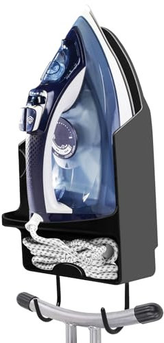 Newthinking Electric Iron Holder with Hook, Wall Mounted Iron Stand and Ironing Board Holder for Laundry Room, Laundry Cupboard, Utility Room