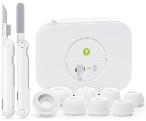 TNSNK Replacement Ear Tips for Airpods 2nd/1st Generation with Cleaning Kit & Storage Box (B3 - XS/S/M/L (White))