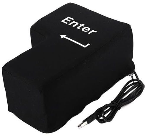 Nastopee Enter Key Pillow USB Big Enter Key Kissen, Desktop Komfortables Kissen, Nap Kissen für Büro Home (Schwarz)