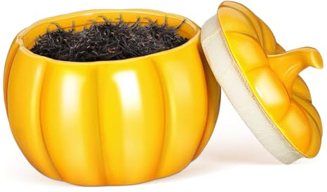 ULTECHNOVO Keramik Teedose im Kürbis Design Kleiner Versiegelter Aufbewahrungstopf für Tee Bonbons Gewürze für Küche Dekoration für Halloween oder Thanksgiving