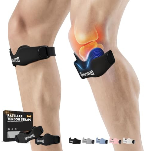GOUNOD Silikon Patellasehnenbandage Einstellbar, Schmetterling Kniegurt Knieschoner für Sport Lauf en Basketball Fußball Volleyball Wandern Tennis Fitness, Kniebandage Damen Männer 2 Stück