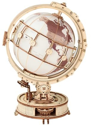 LIXSAZSE Leuchtendes 3D Globus Puzzle, Hand Auge Koordination und Gehirntraining, 3D Holzpuzzles, leuchtendes Globus Holz, verbessert das Gedächtnis