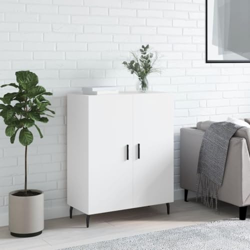Foknhdi Buffet blanc 69,5 x 34 x 90 cm en matériau dérivé du bois, buffet de cuisine moderne avec espace de rangement, commode sur pied pour salon, couloir et chambre à coucher, montage nécessaire