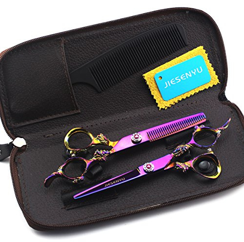 JIESENYU Professionelle Friseurschere, Rasiermesser, 6 zoll 17.2cm, japanische Edelstahlschere Haarschneideschere Ausdünnungsscherset, Friseur für den Heim- oder Friseursalon