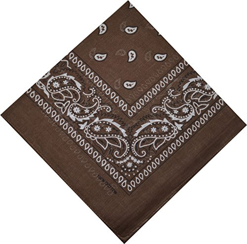 Bandana Halstuch Biker 1er 3er 6er 12er Pack Nikki Tuch Schal Paisley Kopftuch 100% Baumwolle 25 Farben (3er, Braun)