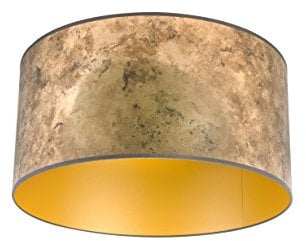 QAZQA Polyester Lampenschirm Bronze 50I50I25 mit Gold I Messingenem Interieur , Rund gerade Schirm Pendelleuchte,Schirm Stehleuchte