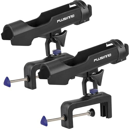 PLUSINNO Angelrutenhalter für Fischerboote, große Klemmöffnung, 360 ° verstellbar, klappbarer Rutenhalter, 2er-Packung, 2er-Packung, Blau
