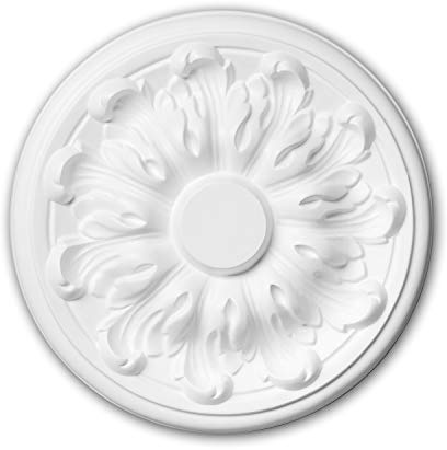 PRO[f]home® - Ceiling Rose 156010 Ceiling Decoration Medallion Rosette Decorative Element Neo-Classicism Style White Ø 19.3 cm Profhome
