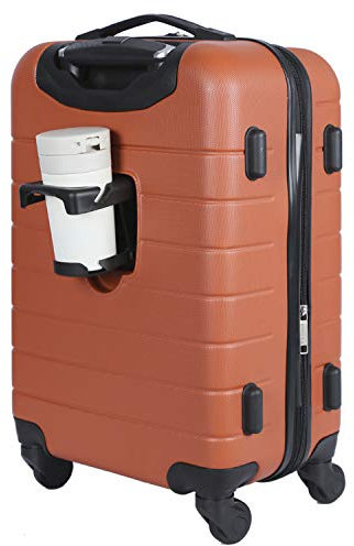 Wrangler Ensemble de valises intelligentes avec Porte-gobelet et Port USB, Orange brûlé, 20-inch Carry-on, Ensemble de Bagages intelligents avec Porte-gobelet et Port USB