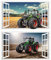 2Pcs Wandtattoo Traktor Trecker 3D Effekt XXL Wandaufkleber Fenster Selbstklebend für Junge Kinderzimmer Groß 1000mmx600mm