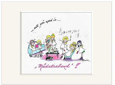 H. Brosien Bild Glücksengelchen Mädelsabend 30cm Frauen Freundschaft Kunstdruck