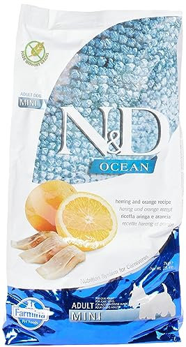 Farmina N&D Ocean Adult Mini Pellets Hundefutter (Trockenfutter, mit hochwertigen Vitaminen und natürliche Antioxidantien, ohne Mais, Zutaten: Hering und Orange, Portionsgröße: 7 kg)