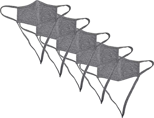 KUNSTIFY 5 Stück Stoffmaske mit verstellbaren Ohrschlaufen Neckstrap Umhängemaske Mundschutz Maske aus Baumwolle Stoffmaske Kinder und Erwachsene Dunkelgrau