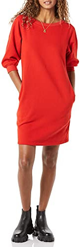 Amazon Essentials Abito Felpa in Pile con Scollo A Barchetta E Maniche A Blouson (Disponibile in Taglie Forti) Donna, Rosso, XL