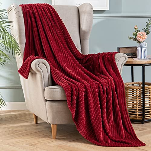 MIULEE Coperta Pile Calda Divano in Velluto Coperta Plaid Morbida per Singolo e Matrimoniale Letto Decorazioni Casa Poltrona Tinta Unita per Letto Ufficio 1 Pezzo 170x210 CM Vino Rosso