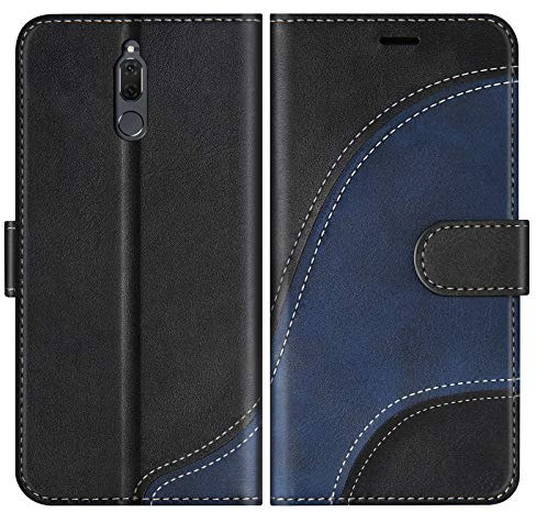 BoxTii Hülle für Huawei Mate 10 Lite/Nova 2I, Leder Handyhülle für Huawei Mate 10 Lite/Nova 2I, Ledertasche Klapphülle Schutzhülle mit Kartenfächer und Magnetverschluss, Schwarz