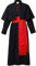 BLESSUME Cassock Robe Lange Ärmel mit Cincture Band Gürtel (2XL,Schwarze Robe mit rotem Gürtel)