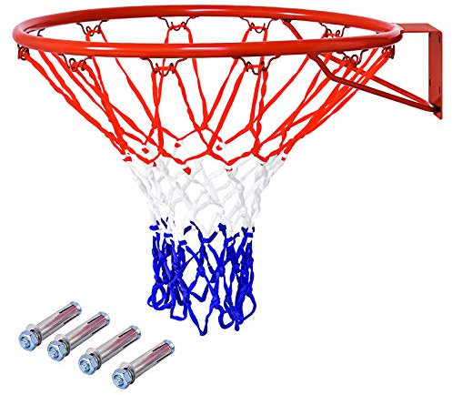 GOPLUS Anneau de Basketball,Panier de Basket avec Filet 46 CM,Fixation Murale,Panier de Basketball de Qualité avec Anneau et Filet,Filet et Fixations de Montage Mural