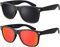 La Optica B.L.M. Herren Sonnenbrille UV400 Retro Vintage - Doppelpack Set Matt Schwarz (Gläser: 1 x Grau, 1 x Rot Verspiegelt)