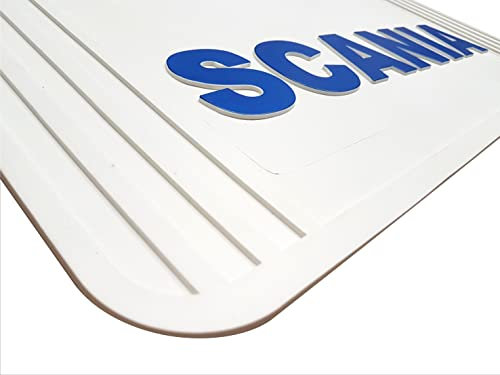 Schutzbleche aus Gummi mit blauer Prägung für Lkw, passend für alle Modelle Scania, Weiß
