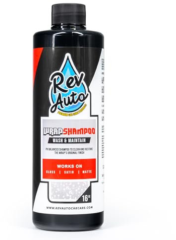 Rev Auto Wrap Shampoo - Vinyl Wrap Car Wash Soap for Foam Cannons & Bucket Washes | High-Foaming, pH-Balanced Car Soap | Safe for Gloss, Satin, Matte, Printed, Chrome & More - (16 Fl Oz)