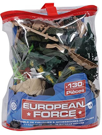 EUROPEAN FORCE - Komplettes Set eines Militärfeldes mit 130 Soldaten - Soldaten - 180118 - Grün - Kunststoff - Militär - Kinderspielzeug - Miniatur - 26 cm x 32 cm - Ab 3 Jahren.
