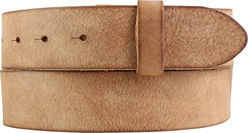 BELTINGER Wechselgürtel aus weichem Vollrindleder Used-Look ohne Schnalle 4 cm | Druckknopf-Gürtel für Damen Herren 40mm | Vintage-Look | Tabac 80cm