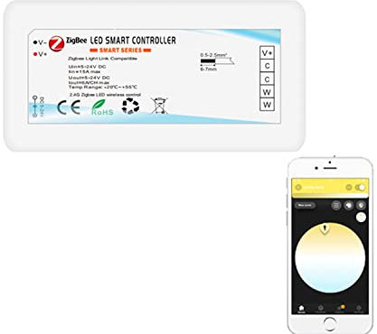 YSRSAI LED ZigBee CCT WW/CW Dual White LED Strip Controller für 12V oder 24V für Zigbee3.0 Hub Tuya, Z2mqtt, Smartthings, Alexa Echo Plus (ZigBee Dual White Controller)