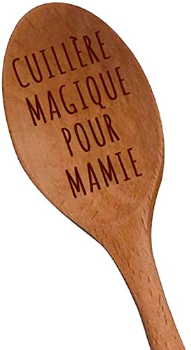Cuillère Magique Pour Mamie en Bois Gravée au Laser - Cadeaux pour Nouveaux Grand-mère - Cadeaux de Cuisine - Cadeaux d’Anniversaire pour Grand-Mamans