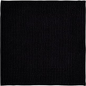 Decomira Badematte rutschfest | Als Badteppich Set kombinierbar | Badezimmer-Teppich Bad-Vorleger waschbar aus Chenille | Duschvorleger für Dusche, Badewannen, WC Vorleger | Schwarz - 45x45 cm