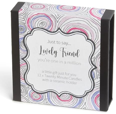 Just to say... Lovely Friend (Wrap) Baumwolle & Grau. You're one in a Million. 12 reine Bienenwachskerzen und ein Keramikhalter. Beruhigen Sie Ihren Geist im warmen Leuchten von Kerzenlicht mit 20