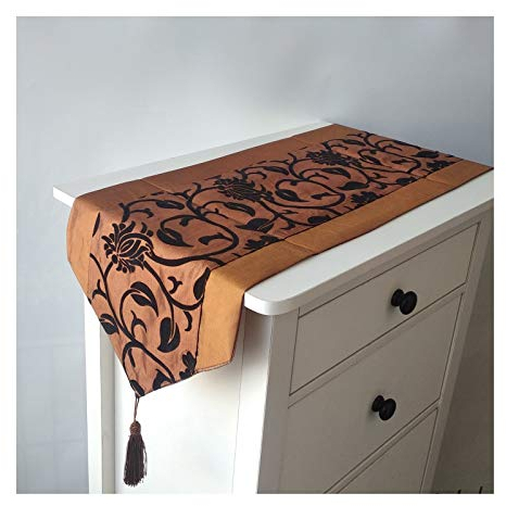 Lieson Tischläufer Dekostoff, Abwaschbar Tischläufer Polyester Couchtisch Tischläufer Weihnachten Weinblumen Kaffee 30x200CM
