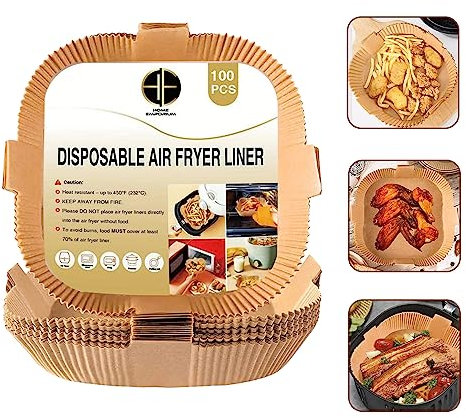 Home Emporium Air Fryer Liners, Disposable Parchment Cooking & Baking Paper for Air Fryer, Oil Proof and Waterproof - 100PCS 20cm 7.9 Inch