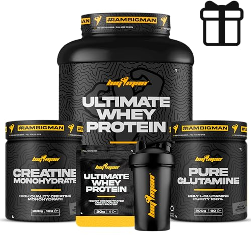 Pack BigMan | Ultimate Wehy Proteína 2kg (Kiwi) + Creatina 300 Gr + Glutamina 300Gr + Shaker PRO REGALO | Fuerza, Resistencia | Masa Muscular | Tonificación Muscular | Recuperación Muscular