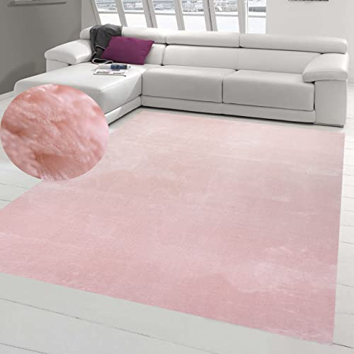 Teppich Wohnzimmer weicher Flor, Schlaf- und Gästezimmer, waschbar, in rosa, 200x290 cm