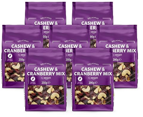 by Amazon Mix di anacardi e mirtilli rossi, 1400g, 7 confezioni da 200g