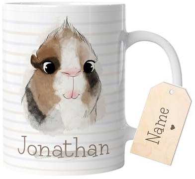 timalo® Tasse Tiere mit Namen personalisiert | Motiv Meerschweinchen Kinder Geschenk zur Einschulung, Weihnachten, Nikolaus für Kinder | mug-t-50
