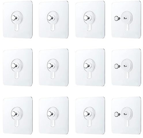 12 ganci adesivi per quadri, ganci trasparenti per quadri senza chiodi per appendere quadri senza chiodi ganci per quadri adesivi per quadri, decorazione da parete (7 x 7 cm/2,75 x 2,75 pollici)