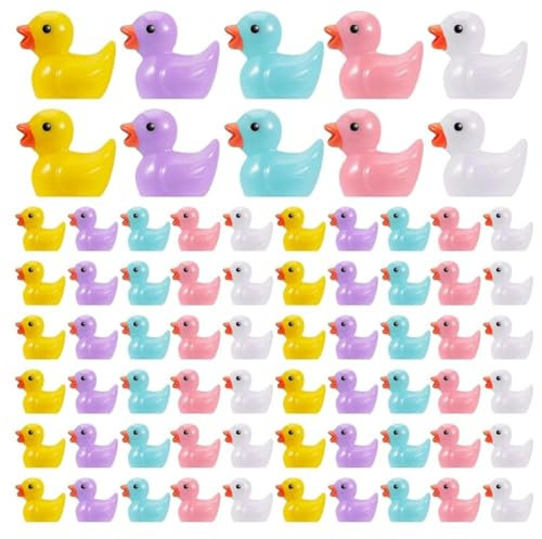 ALTcompluser 120 Mini Ente Statuen, Bunte Mini Harz Enten, Niedliche Ente Dekoration, Miniatur Enten für Home Garten Aquarium Puppenhaus Landschaft Dekoration DIY (5 Farben)