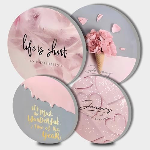Pink Electric Stove Burner Covers,4 Pcs Pink Decor Round Stove Burner Cover,8 Inches and 10 Inches,Gas Stove Burner Cover,Metal Cooktop Decorative Home Decor,Gifts for Woman,Sisters,Mother,Lover