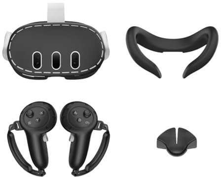 Fiorky Silikon-Schutzhüllen-Set, Vorderschale, Headset-Abdeckung, schweißfest, Controller-Griffe, Abdeckung, Gesichtsabdeckung, Nasenpads for for Meta/Oculu Quest 3 3 Headset-Zubehör