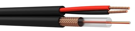 Pace RG59 2 Core Shotgun Bare Video + Power Cable - Full Copper, 100m - Black