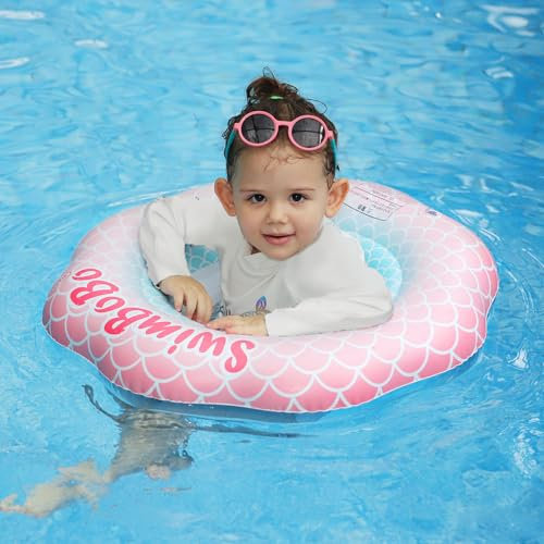 Swimbobo Flotador inflable de natación para bebé con asiento seguro para niños de 6 a 36 meses (sirena rosa)